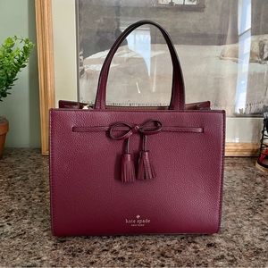 Kate Spade New York Hayes Street Small Isobel Tasseled Bow Satchel - Deep Berrry